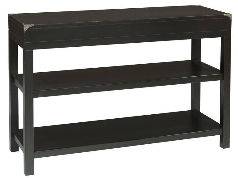 Howard Miller 943102MN - Midnight Black Campaign Sofa Table - фото 1