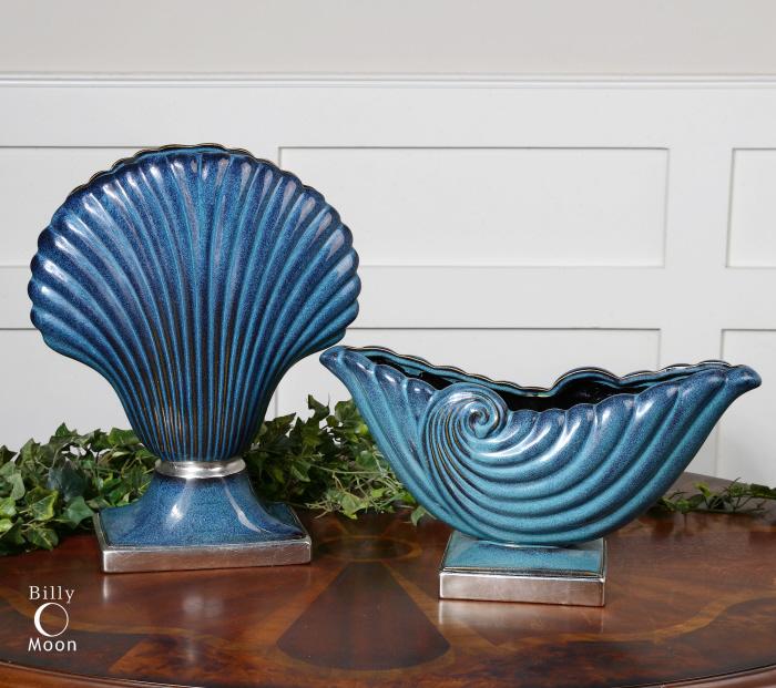 Uttermost 19772 Cobalt Shells, Vases, S/2 - фото 1